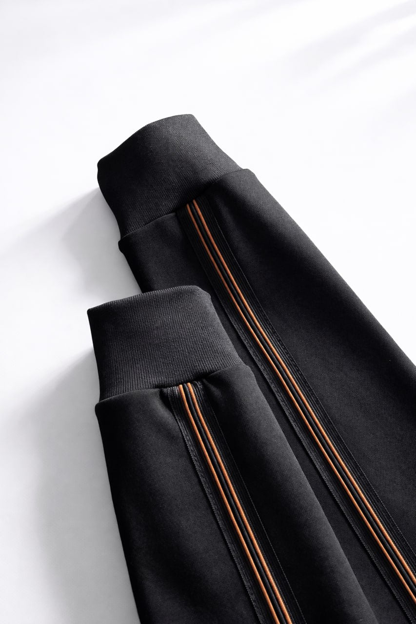 Signature Track Jacket & Joggers Set – Black with Contrast Piping