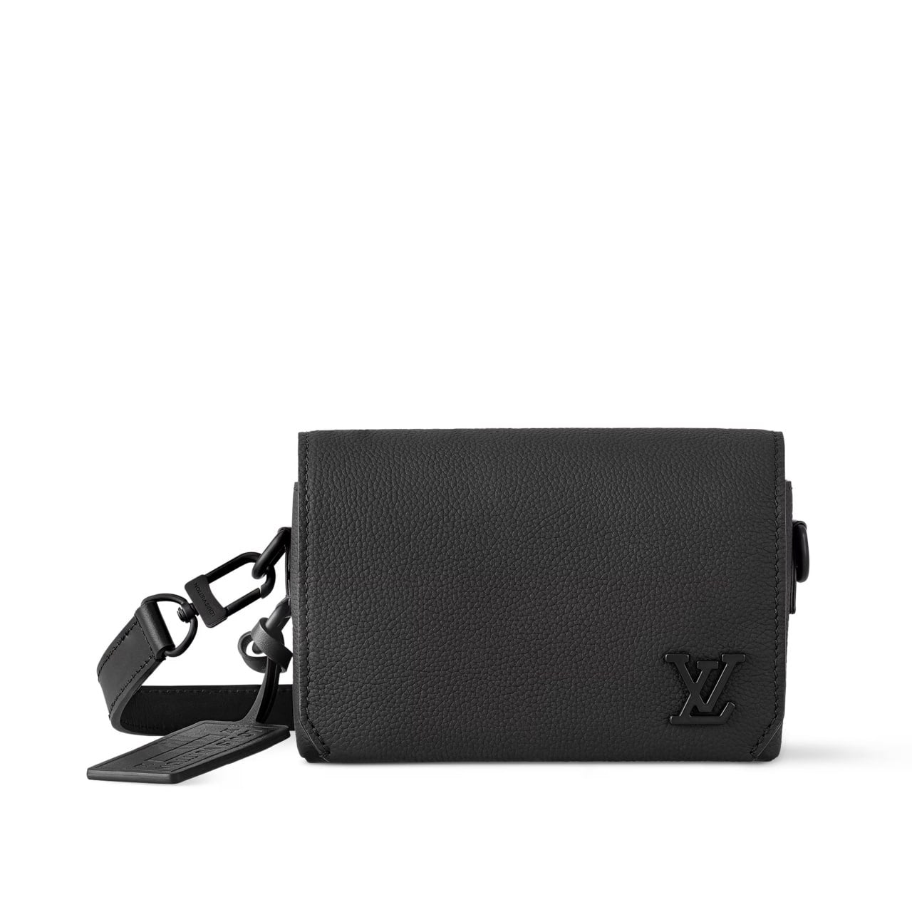 Taurillon Leather Slim Wallet Crossbody (Black)