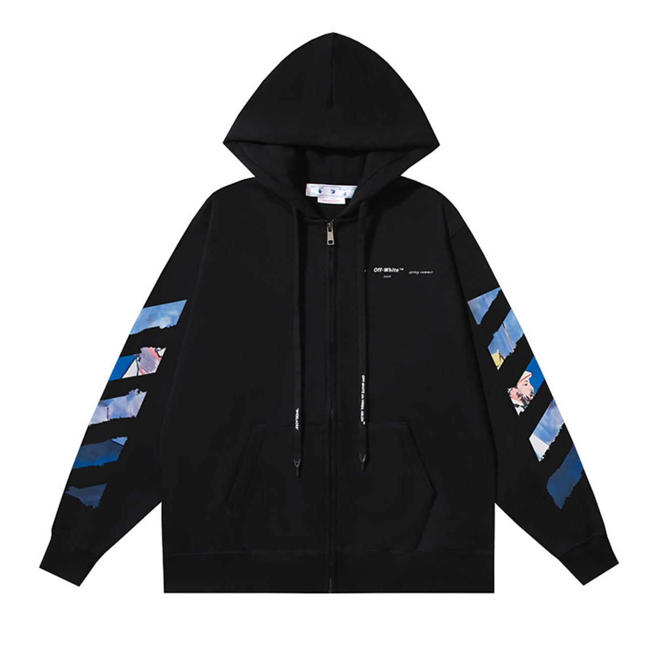 Arrows Graphic Zip Hoodie – Black