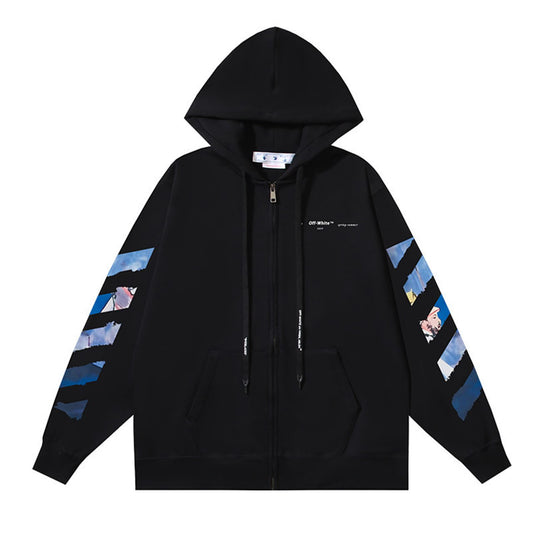 Arrows Graphic Zip Hoodie – Black