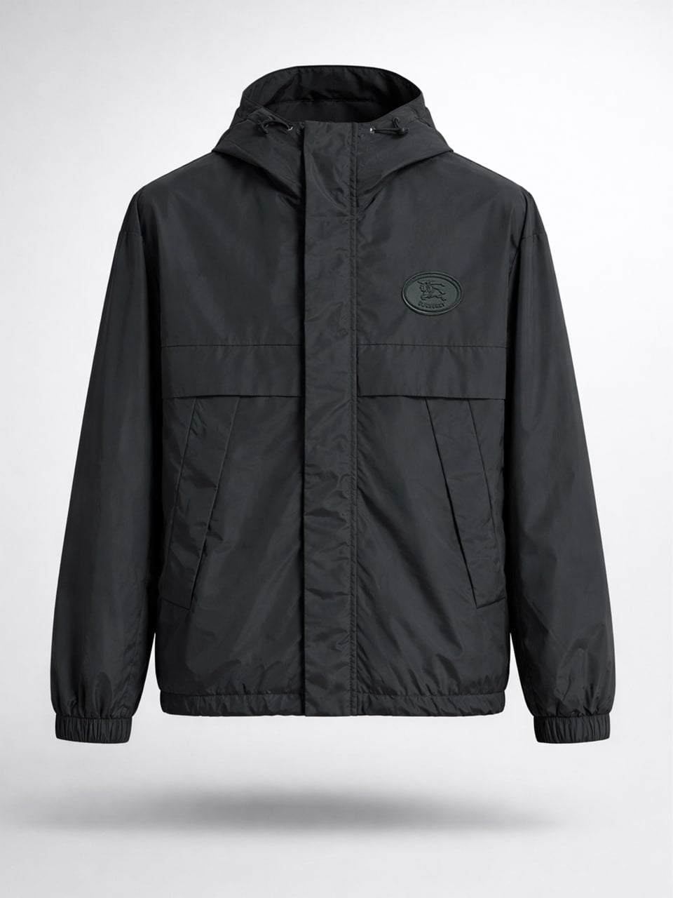 Hooded Nylon Jacket with Equestrian Knight Emblem