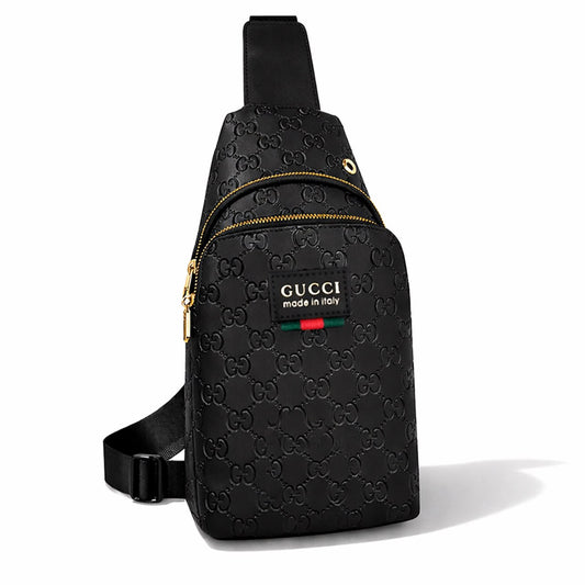 Embossed Leather Sling Bag (Black)