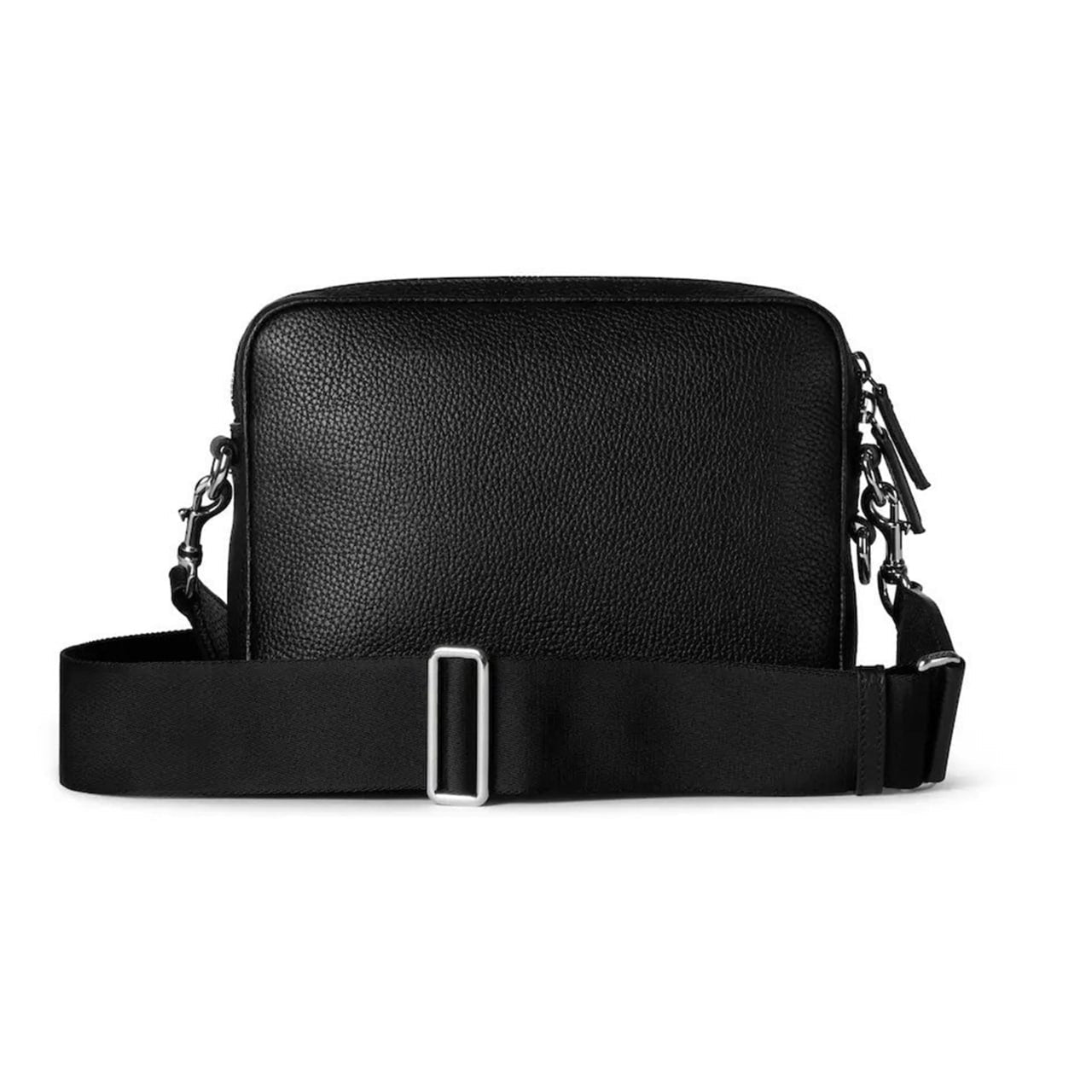 Web Detail Leather Crossbody Bag (Black)