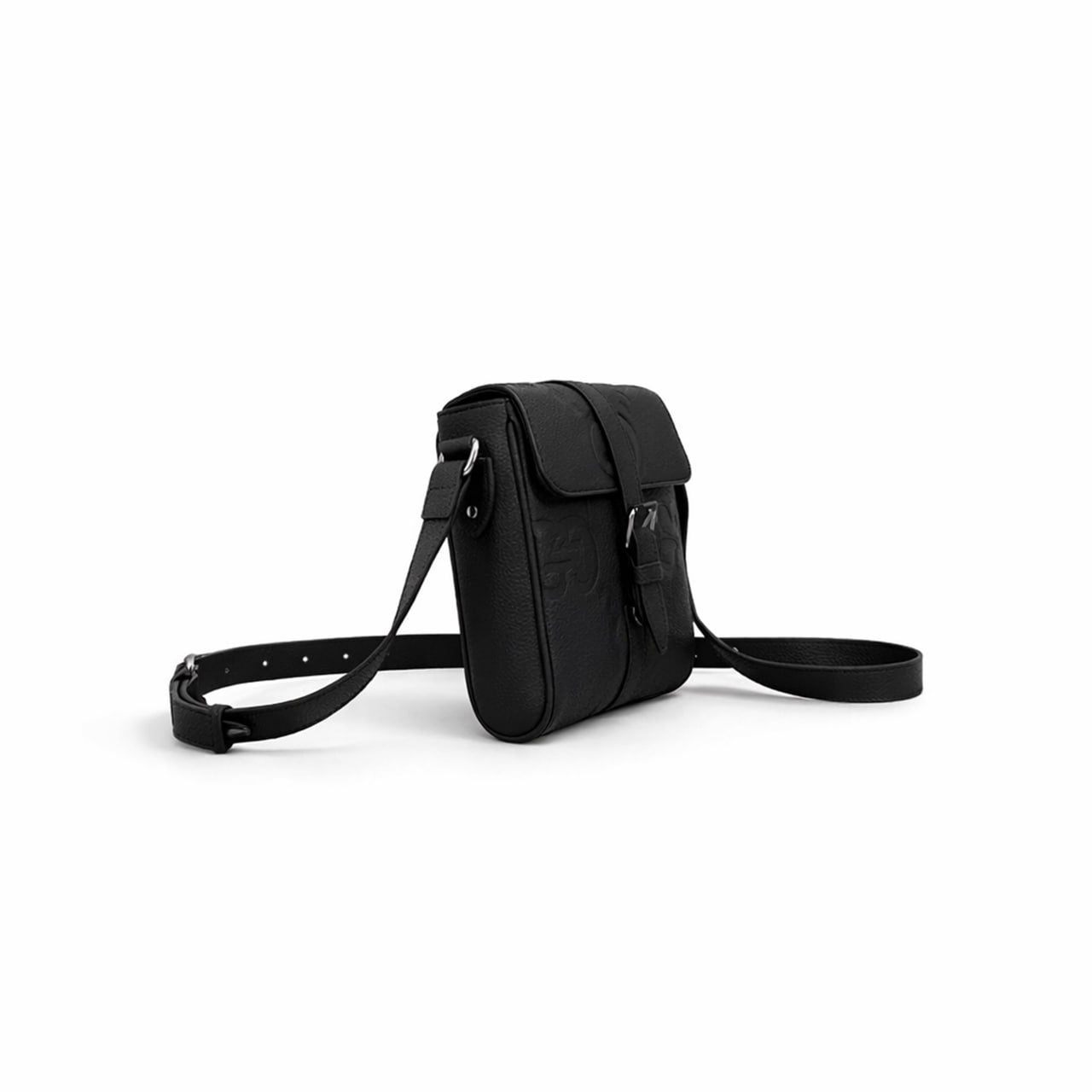 Black Embossed Leather Mini Crossbody Bag