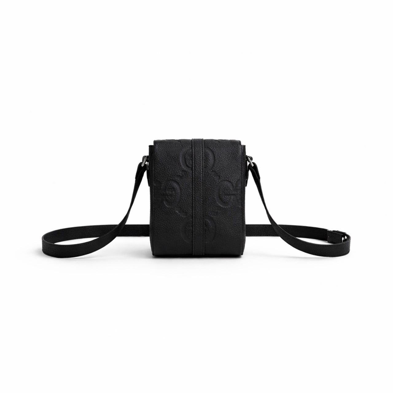Black Embossed Leather Mini Crossbody Bag