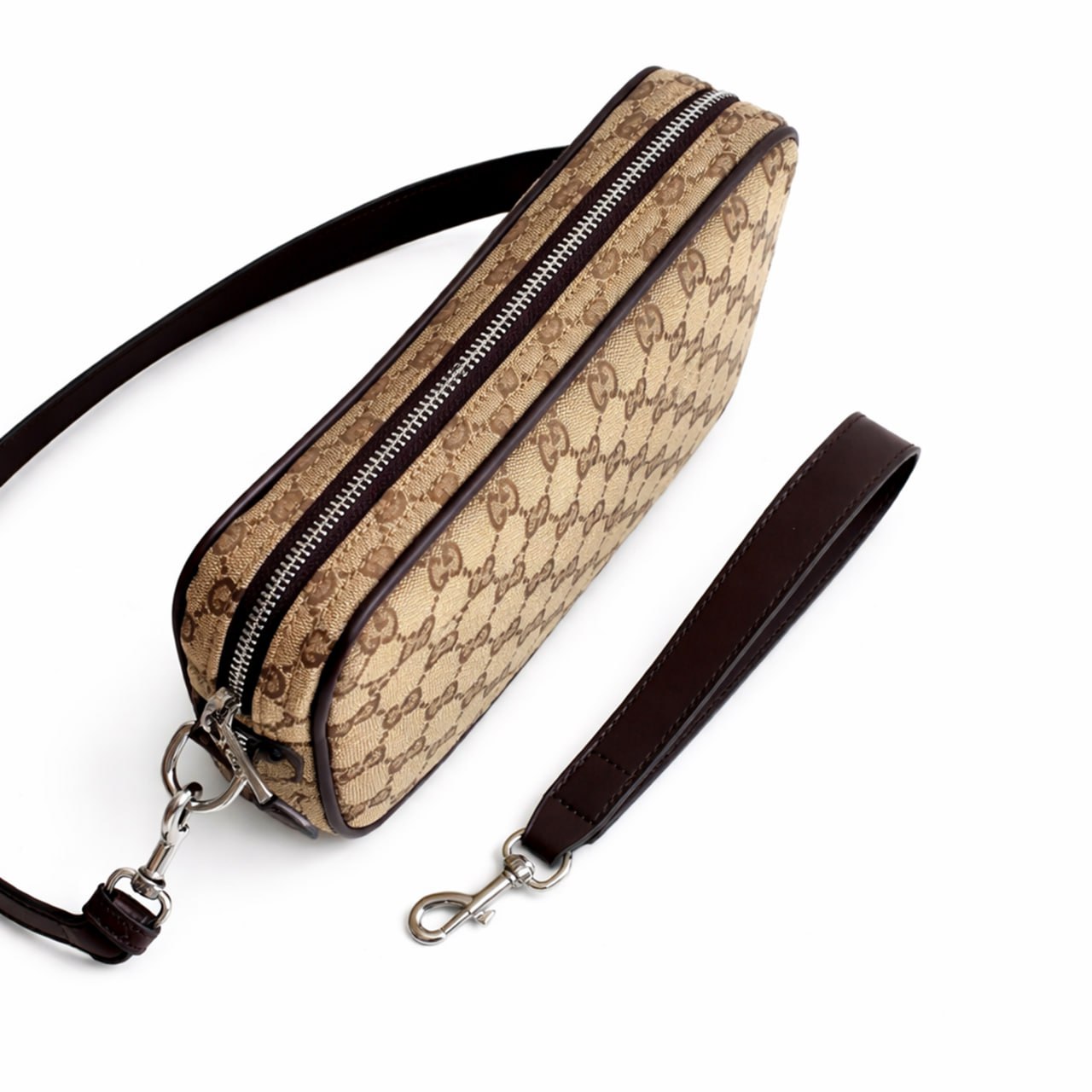 Supreme Canvas Crossbody / Clutch Bag (Beige/Ebony)