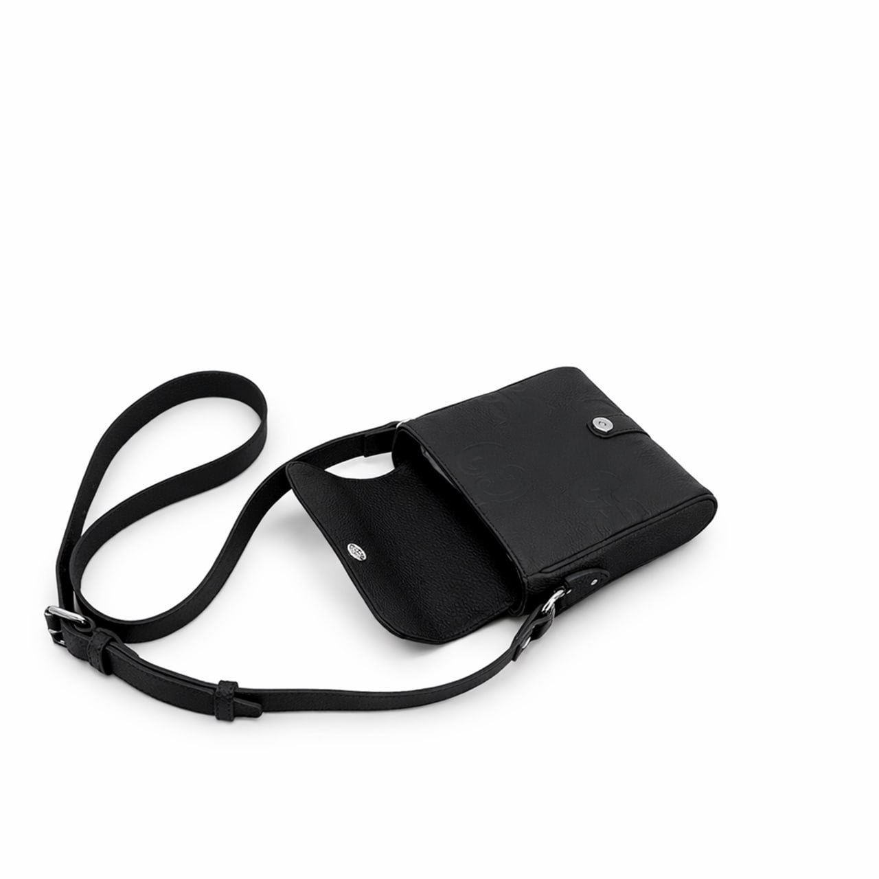 Black Embossed Leather Mini Crossbody Bag
