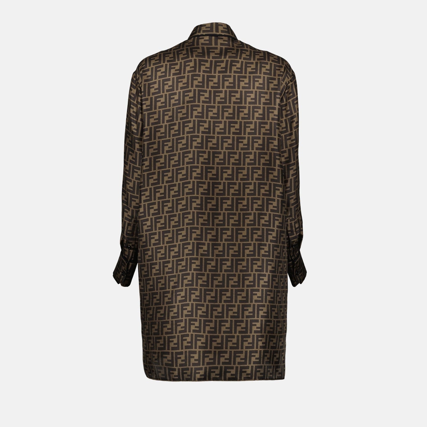Monogram Silk Shirt Dress