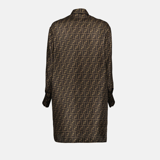 Monogram Silk Shirt Dress