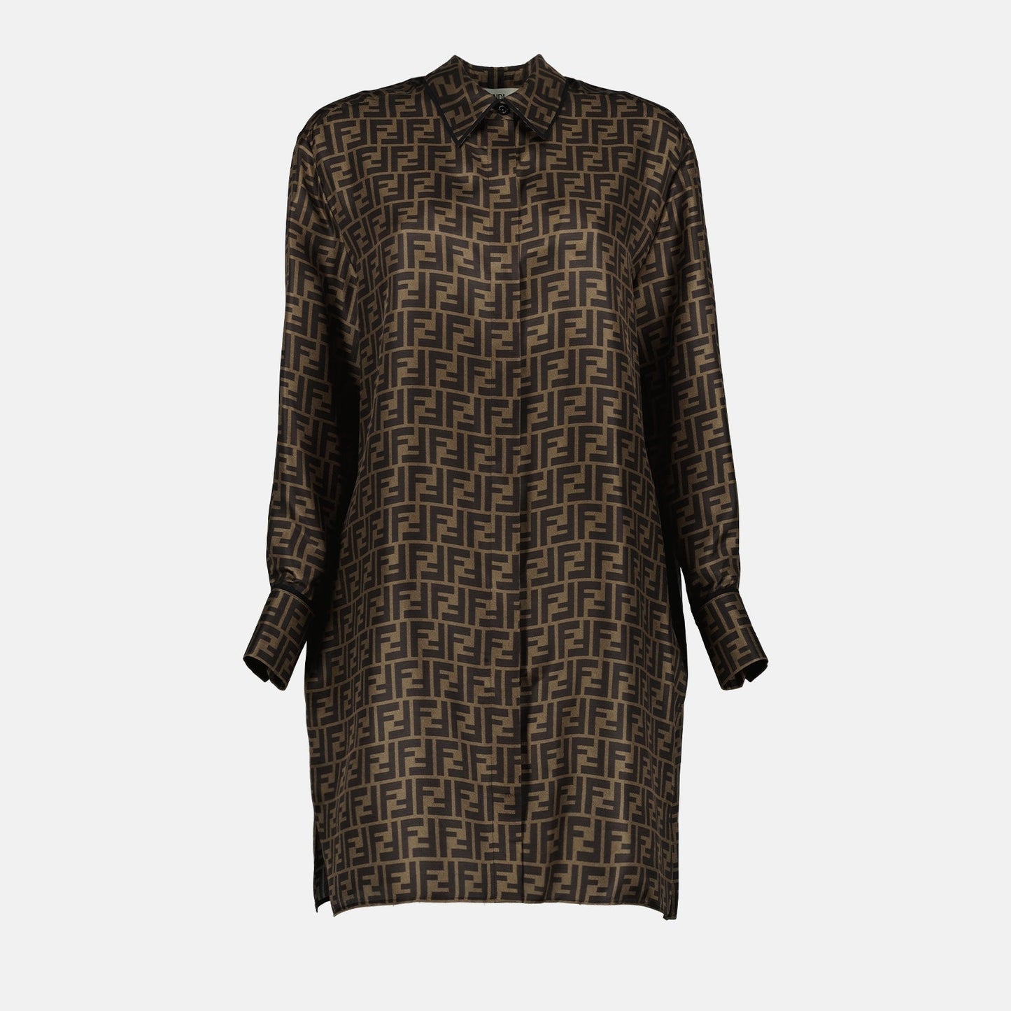 Monogram Silk Shirt Dress