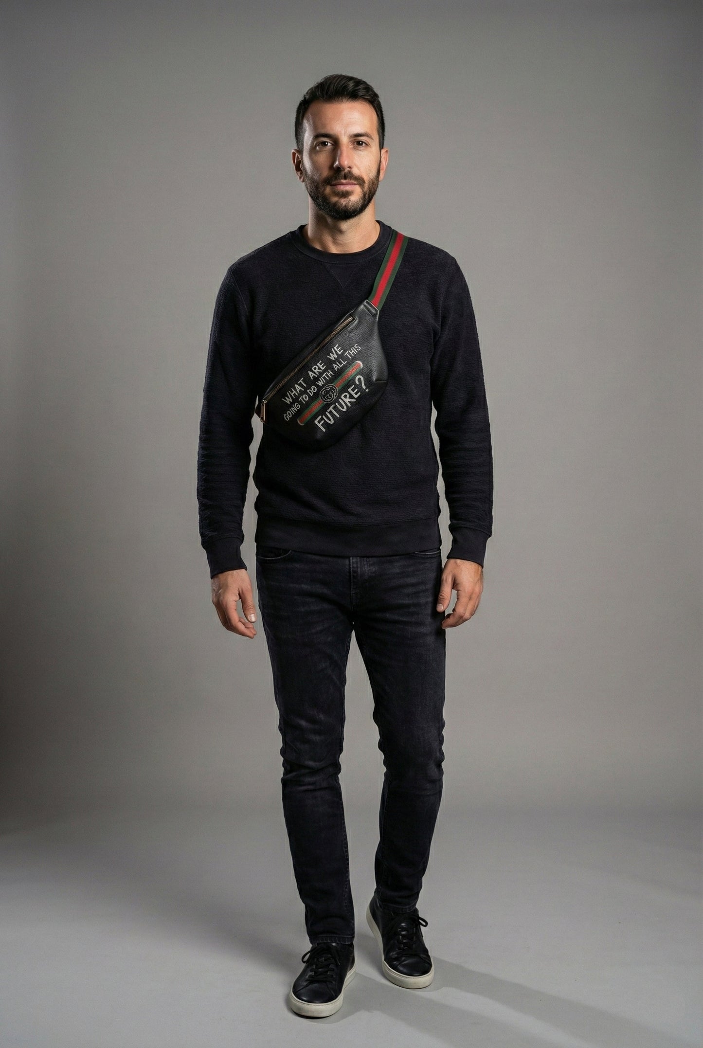 Logo Graffiti Leather Belt Bag