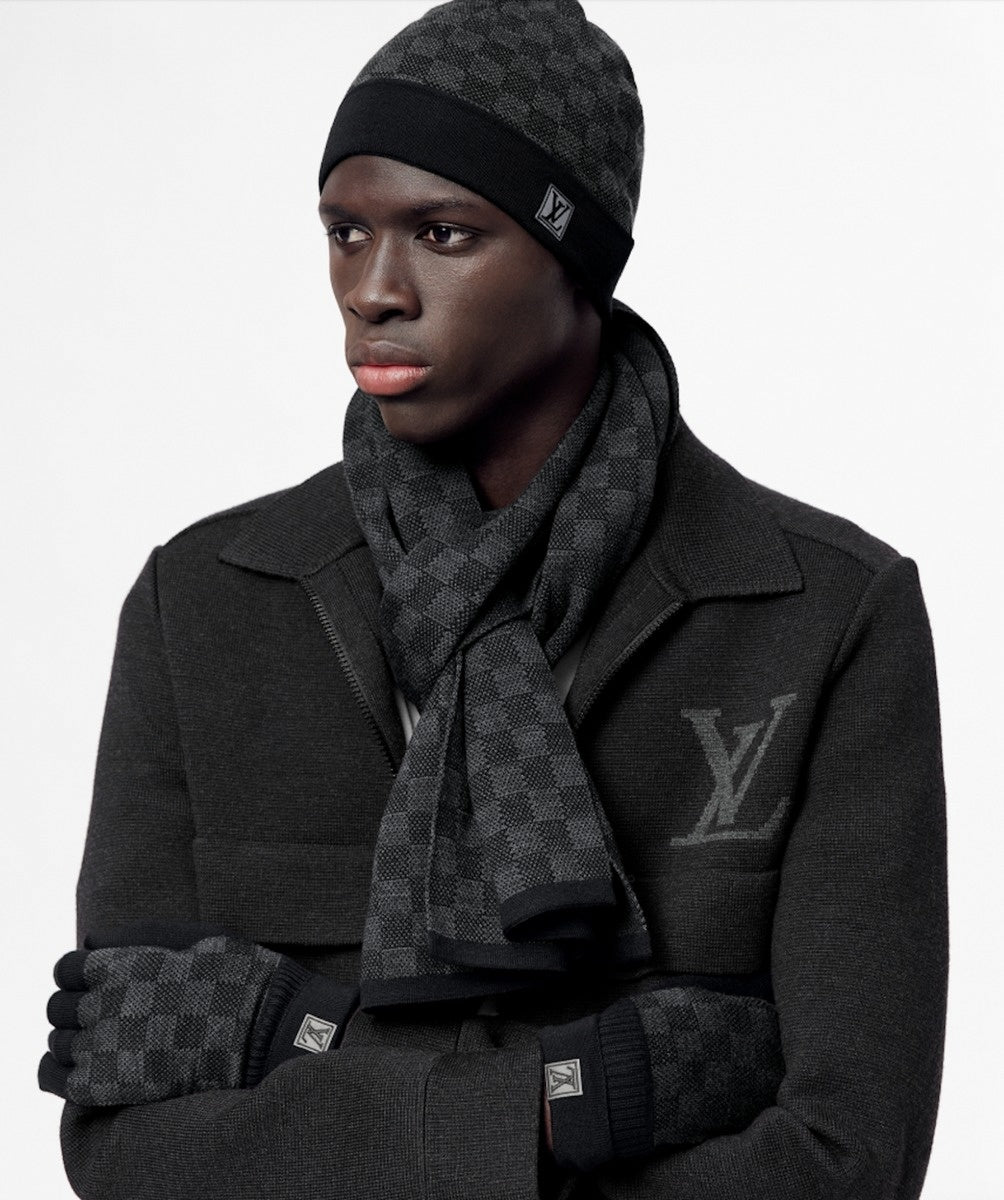 Dark Grey Damier Beanie & Scarf Set
