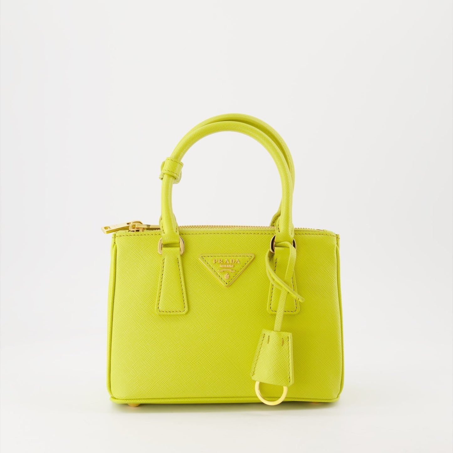Galleria Mini Saffiano Leather Handbag (Lime Yellow)