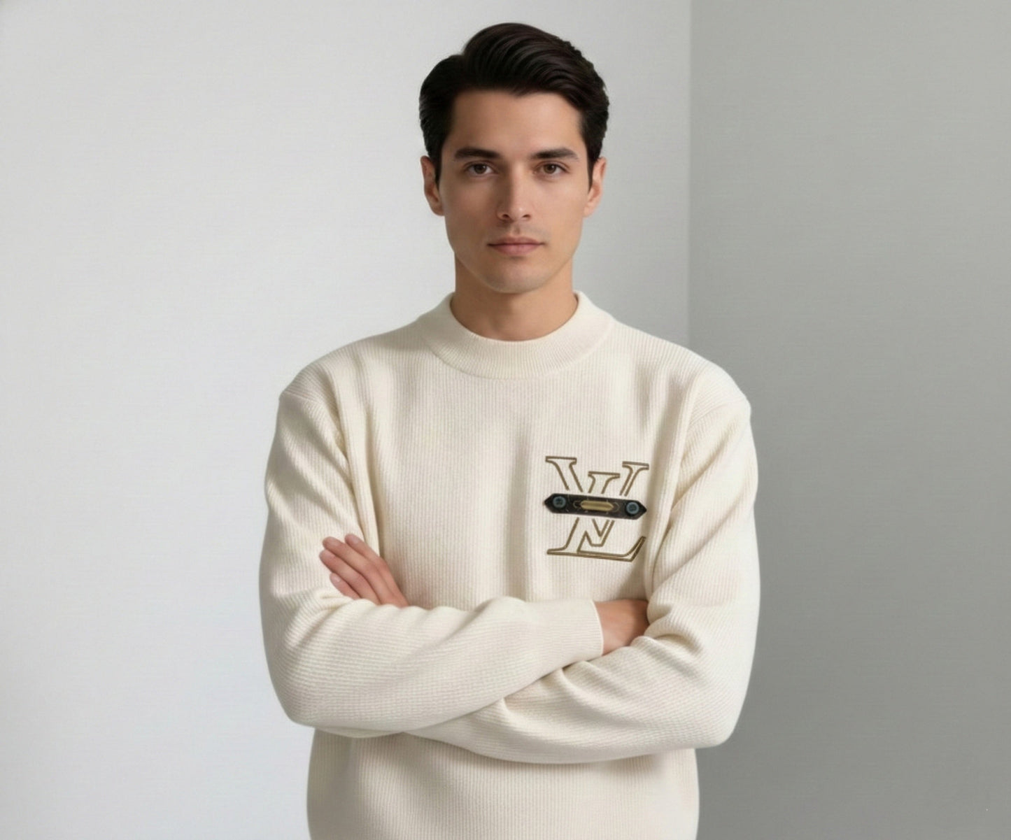 Monogram Applique Ribbed Sweater