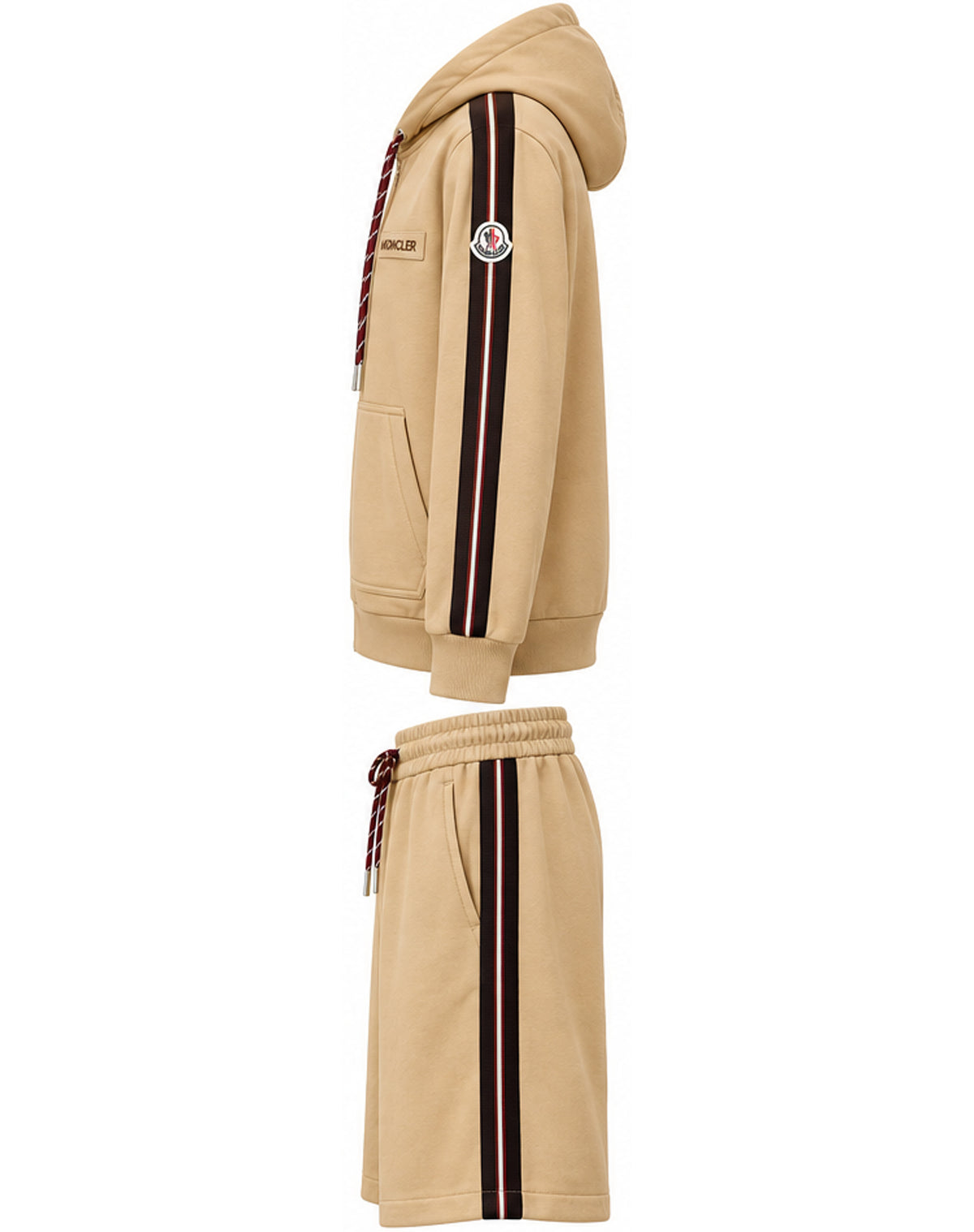 triped Zip-Up Hoodie & Shorts Set