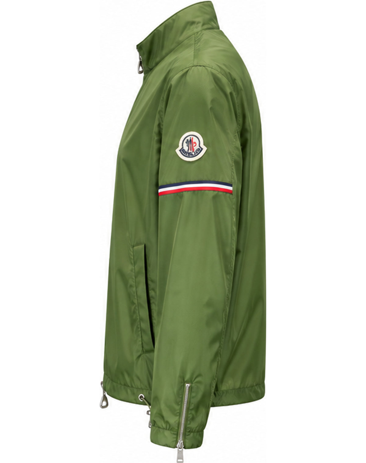 Striped Sleeve Zip Jacket – White, Black & Green