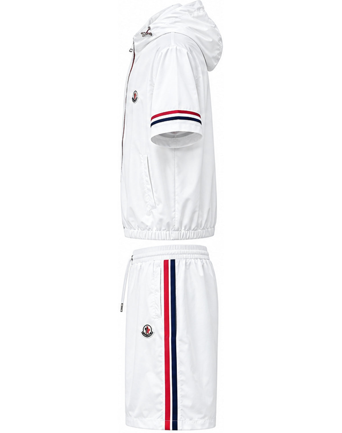 Tricolour Short-Sleeve Tracksuit Set – Black & White