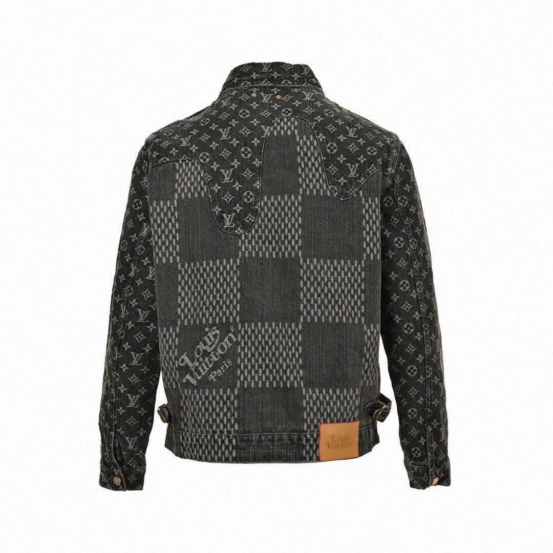 Monogram & Damier Mixed Denim Jacket – Charcoal Edition