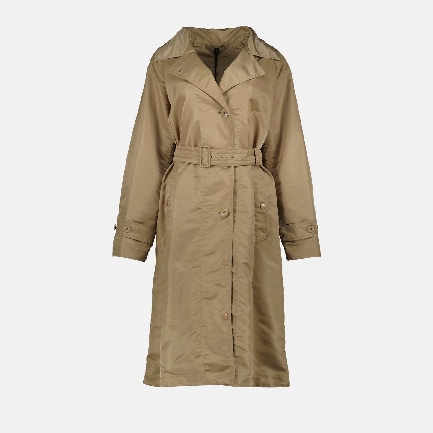 Beige Belted Technical Trench Coat