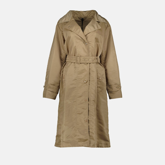 Beige Belted Technical Trench Coat