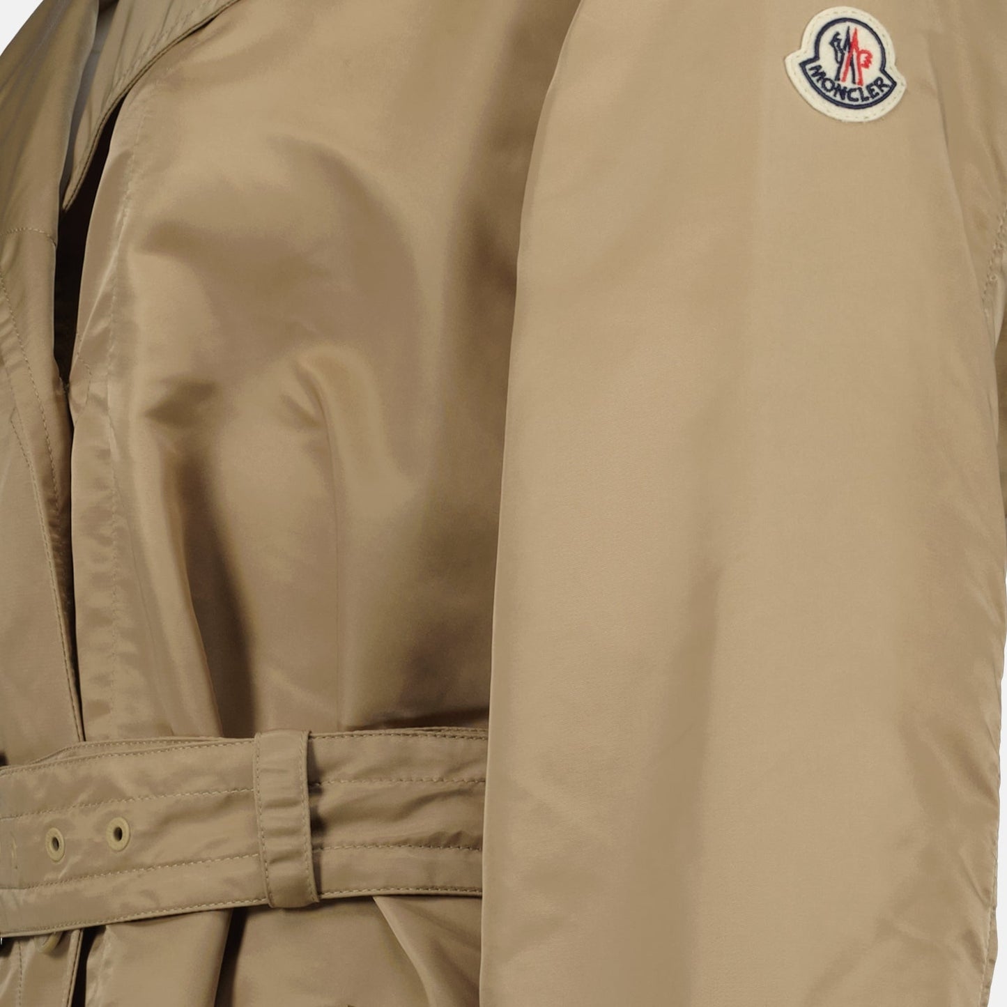 Beige Belted Technical Trench Coat