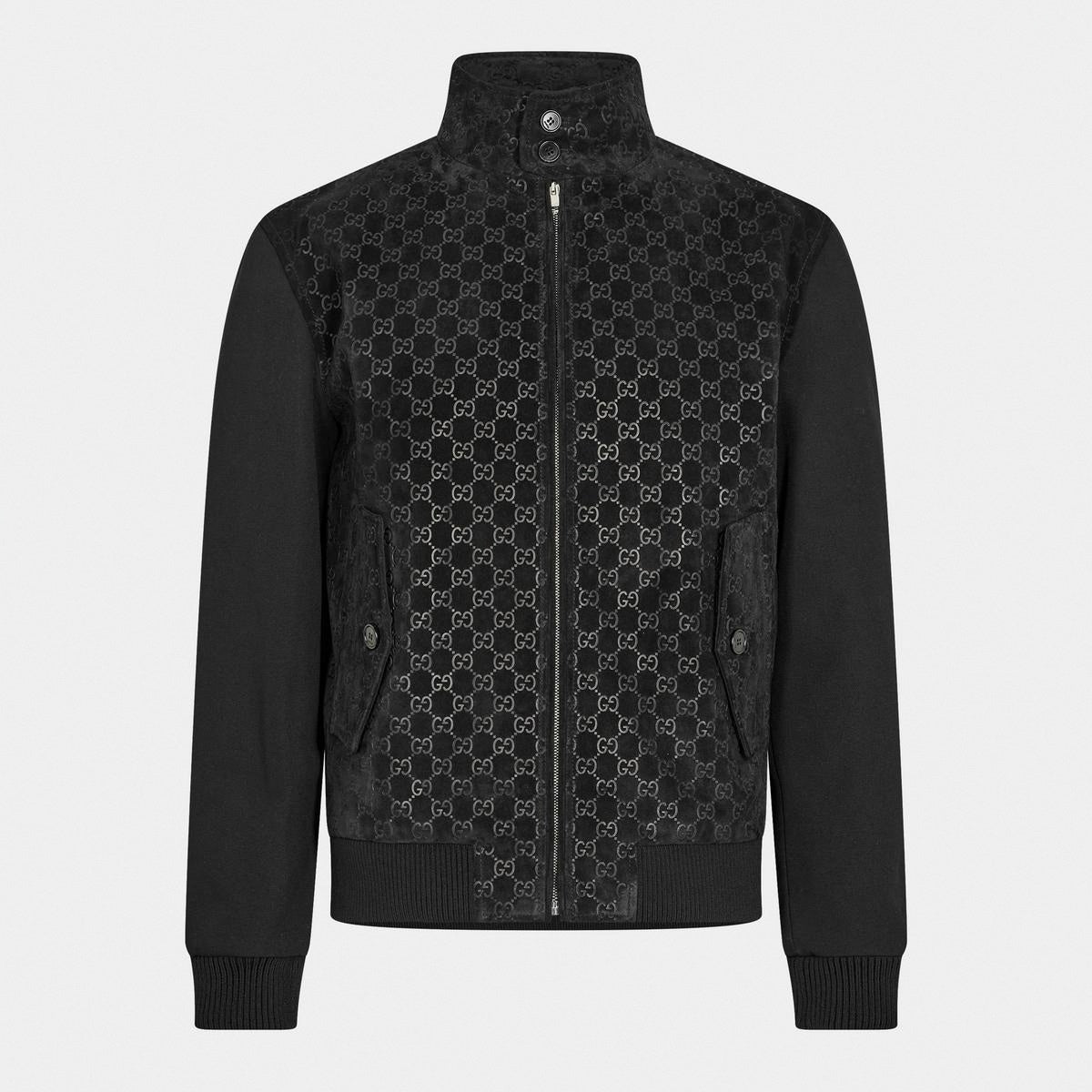 GG Jacquard Zip-Up Jacket in Black