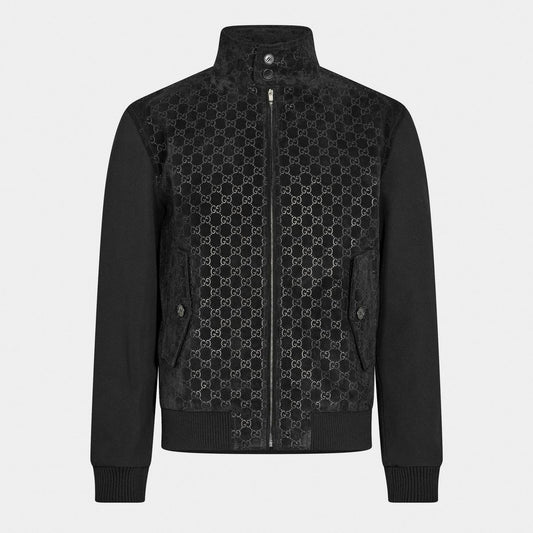 GG Jacquard Zip-Up Jacket in Black