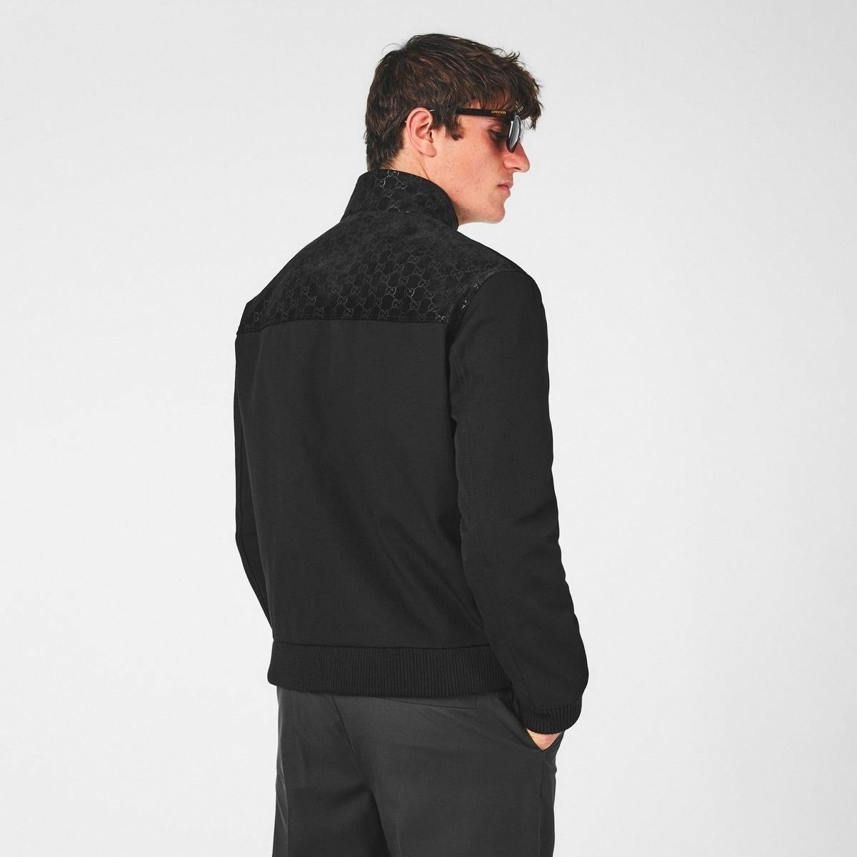GG Jacquard Zip-Up Jacket in Black
