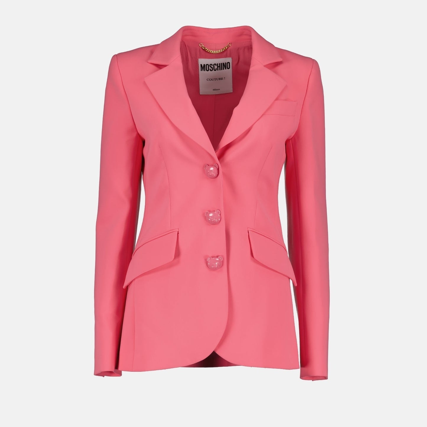 Pink Tailored Blazer with Teddy Bear Buttons