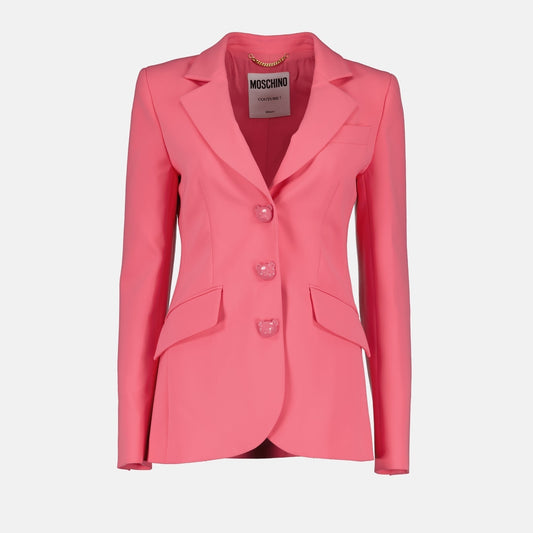 Pink Tailored Blazer with Teddy Bear Buttons